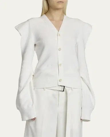 sacai Cold-Shoulder V-Neck Cardigan | Thumbnail 4 sacai Cold-Shoulder V-Neck Cardigan | Thumbnail 4