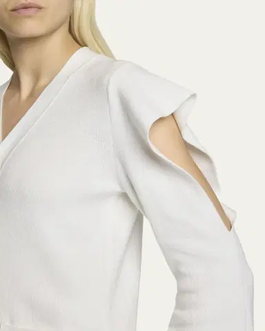 sacai Cold-Shoulder V-Neck Cardigan | Thumbnail 5 sacai Cold-Shoulder V-Neck Cardigan | Thumbnail 5