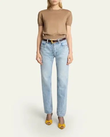 Saint Laurent Wool-Cashmere Short-Sleeve Top | Thumbnail 2 Saint Laurent Wool-Cashmere Short-Sleeve Top | Thumbnail 2