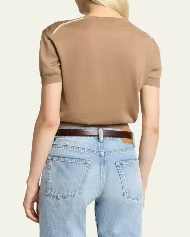Saint Laurent Wool-Cashmere Short-Sleeve Top | Thumbnail 3 Saint Laurent Wool-Cashmere Short-Sleeve Top | Thumbnail 3