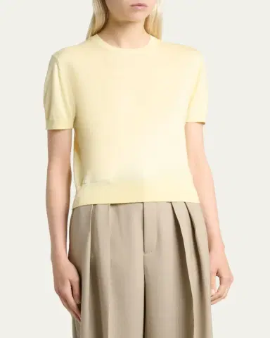 Saint Laurent Wool-Cashmere Short-Sleeve Top | Thumbnail 8 Saint Laurent Wool-Cashmere Short-Sleeve Top | Thumbnail 8