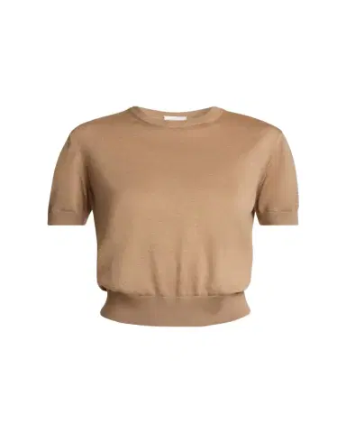 Saint Laurent Wool-Cashmere Short-Sleeve Top | Thumbnail 1 Saint Laurent Wool-Cashmere Short-Sleeve Top | Thumbnail 1