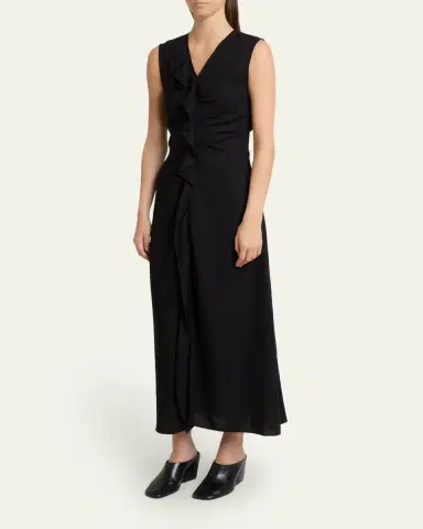 Proenza Schouler White Label Jaya Sleeveless Ruffle Midi Dress | Thumbnail 4 Proenza Schouler White Label Jaya Sleeveless Ruffle Midi Dress | Thumbnail 4