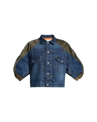sacai Mixed-Media Denim Bomber Jacket | Thumbnail 1 sacai Mixed-Media Denim Bomber Jacket | Thumbnail 1