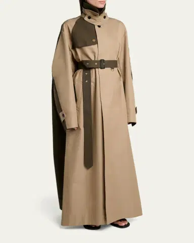 Sacai Colorblock Cotton Gabardine Long Trench Coat | Thumbnail 4 Sacai Colorblock Cotton Gabardine Long Trench Coat | Thumbnail 4