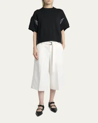 sacai Denim And Knit Short-Sleeve Sweater | Thumbnail 2 sacai Denim And Knit Short-Sleeve Sweater | Thumbnail 2