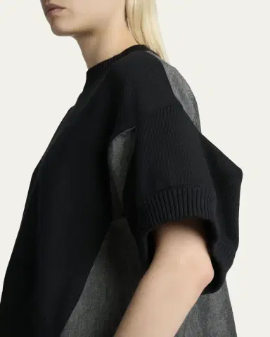 sacai Denim And Knit Short-Sleeve Sweater | Thumbnail 5 sacai Denim And Knit Short-Sleeve Sweater | Thumbnail 5