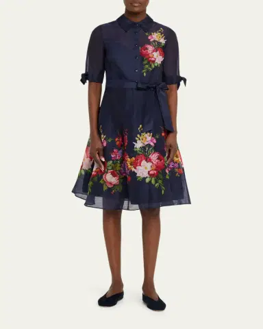 Rickie Freeman for Teri Jon Silken Linen Floral-Print Shirtdress | Thumbnail 2 Rickie Freeman for Teri Jon Silken Linen Floral-Print Shirtdress | Thumbnail 2