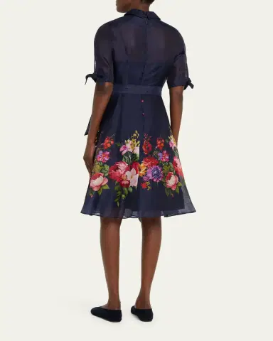 Rickie Freeman for Teri Jon Silken Linen Floral-Print Shirtdress | Thumbnail 3 Rickie Freeman for Teri Jon Silken Linen Floral-Print Shirtdress | Thumbnail 3