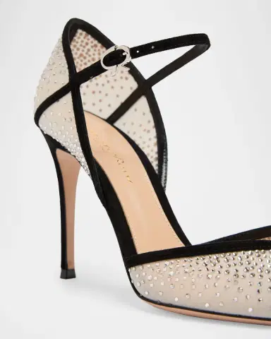 Gianvito Rossi 95mm Suede-Trimmed Crystal-Embellished Mesh Pumps | Thumbnail 2 Gianvito Rossi 95mm Suede-Trimmed Crystal-Embellished Mesh Pumps | Thumbnail 2