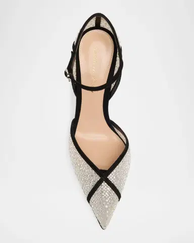 Gianvito Rossi 95mm Suede-Trimmed Crystal-Embellished Mesh Pumps | Thumbnail 3 Gianvito Rossi 95mm Suede-Trimmed Crystal-Embellished Mesh Pumps | Thumbnail 3