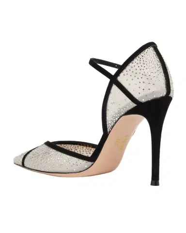 Gianvito Rossi 95mm Suede-Trimmed Crystal-Embellished Mesh Pumps | Thumbnail 1 Gianvito Rossi 95mm Suede-Trimmed Crystal-Embellished Mesh Pumps | Thumbnail 1