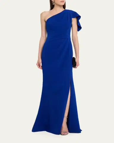 Rickie Freeman for Teri Jon Pleated One-Shoulder Stretch Crepe Gown | Thumbnail 2 Rickie Freeman for Teri Jon Pleated One-Shoulder Stretch Crepe Gown | Thumbnail 2