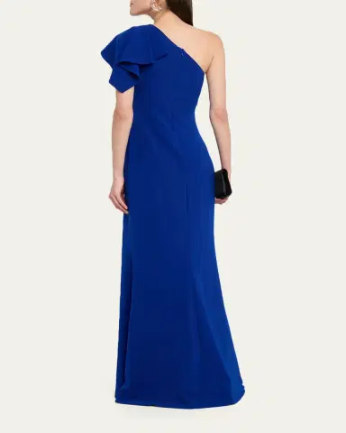 Rickie Freeman for Teri Jon Pleated One-Shoulder Stretch Crepe Gown | Thumbnail 3 Rickie Freeman for Teri Jon Pleated One-Shoulder Stretch Crepe Gown | Thumbnail 3