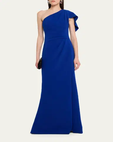 Rickie Freeman for Teri Jon Pleated One-Shoulder Stretch Crepe Gown | Thumbnail 4 Rickie Freeman for Teri Jon Pleated One-Shoulder Stretch Crepe Gown | Thumbnail 4