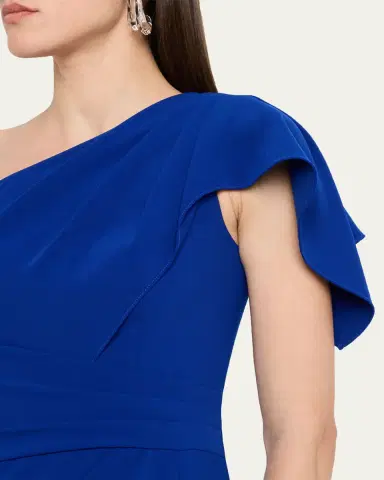Rickie Freeman for Teri Jon Pleated One-Shoulder Stretch Crepe Gown | Thumbnail 5 Rickie Freeman for Teri Jon Pleated One-Shoulder Stretch Crepe Gown | Thumbnail 5