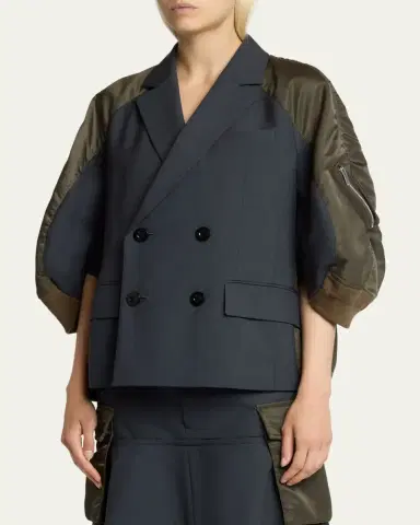 sacai Mixed-Media Suiting Bomber Jacket | Thumbnail 4 sacai Mixed-Media Suiting Bomber Jacket | Thumbnail 4