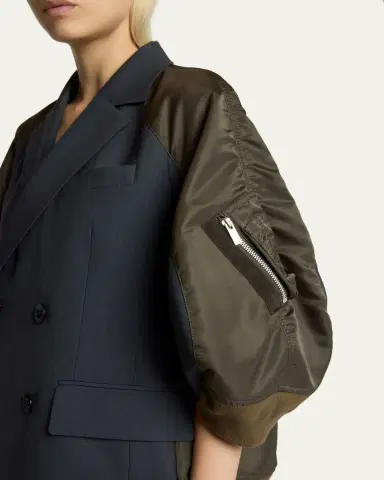 sacai Mixed-Media Suiting Bomber Jacket | Thumbnail 5 sacai Mixed-Media Suiting Bomber Jacket | Thumbnail 5