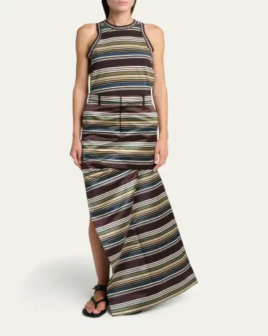 Sacai Asymmetric Striped Satin Maxi Skirt | Thumbnail 2 Sacai Asymmetric Striped Satin Maxi Skirt | Thumbnail 2