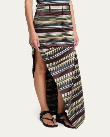 Sacai Asymmetric Striped Satin Maxi Skirt | Thumbnail 4 Sacai Asymmetric Striped Satin Maxi Skirt | Thumbnail 4