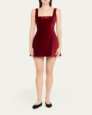 Markarian Jeanine Bow Square-Neck Velvet Mini Dress | Thumbnail 2 Markarian Jeanine Bow Square-Neck Velvet Mini Dress | Thumbnail 2