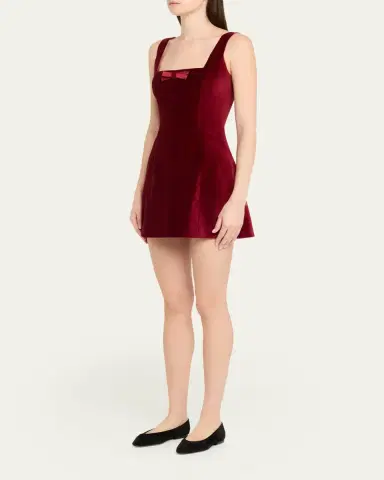 Markarian Jeanine Bow Square-Neck Velvet Mini Dress | Thumbnail 4 Markarian Jeanine Bow Square-Neck Velvet Mini Dress | Thumbnail 4