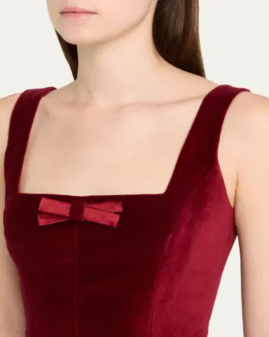 Markarian Jeanine Bow Square-Neck Velvet Mini Dress | Thumbnail 5 Markarian Jeanine Bow Square-Neck Velvet Mini Dress | Thumbnail 5