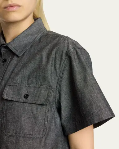 Sacai Asymmetric Short-Sleeve Denim Midi Shirtdress | Thumbnail 5 Sacai Asymmetric Short-Sleeve Denim Midi Shirtdress | Thumbnail 5