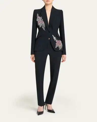 Alexander McQueen Crystal Embroidered Single-Breasted Blazer Jacket | Thumbnail 2 Alexander McQueen Crystal Embroidered Single-Breasted Blazer Jacket | Thumbnail 2