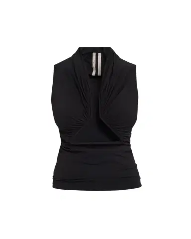 Rick Owens Sleeveless Ruched Jersey Cutout Tank Top | Thumbnail 1 Rick Owens Sleeveless Ruched Jersey Cutout Tank Top | Thumbnail 1