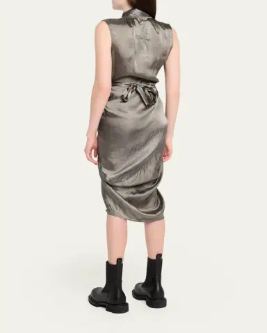 Rick Owens Sleeveless Satin Wrap Dress | Thumbnail 3 Rick Owens Sleeveless Satin Wrap Dress | Thumbnail 3