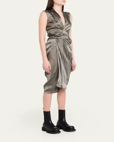 Rick Owens Sleeveless Satin Wrap Dress | Thumbnail 4 Rick Owens Sleeveless Satin Wrap Dress | Thumbnail 4