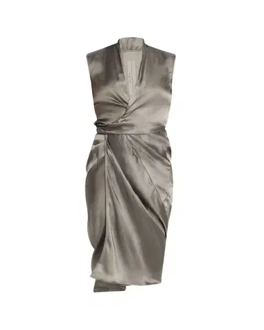 Rick Owens Sleeveless Satin Wrap Dress | Thumbnail 1 Rick Owens Sleeveless Satin Wrap Dress | Thumbnail 1