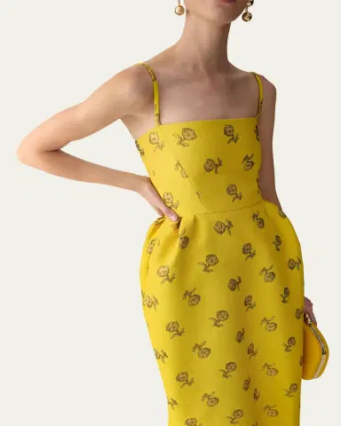 Carolina Herrera Metallic Floral Jacquard Sleeveless Bell Gown | Thumbnail 4 Carolina Herrera Metallic Floral Jacquard Sleeveless Bell Gown | Thumbnail 4