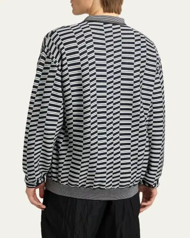 Giorgio Armani Men's Geometric Knit Polo Sweater | Thumbnail 3 Giorgio Armani Men's Geometric Knit Polo Sweater | Thumbnail 3