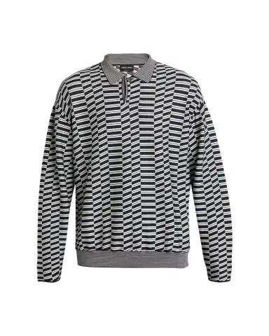 Giorgio Armani Men's Geometric Knit Polo Sweater | Thumbnail 1 Giorgio Armani Men's Geometric Knit Polo Sweater | Thumbnail 1