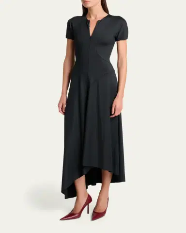 Victoria Beckham Zipped-Front Asymmetric Midi Dress | Thumbnail 4 Victoria Beckham Zipped-Front Asymmetric Midi Dress | Thumbnail 4