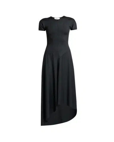 Victoria Beckham Zipped-Front Asymmetric Midi Dress | Thumbnail 1 Victoria Beckham Zipped-Front Asymmetric Midi Dress | Thumbnail 1