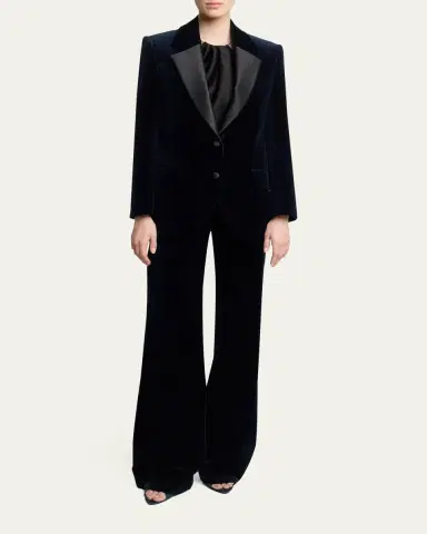 Victoria Beckham Single-Breasted Velvet Tuxedo Jacket | Thumbnail 2 Victoria Beckham Single-Breasted Velvet Tuxedo Jacket | Thumbnail 2