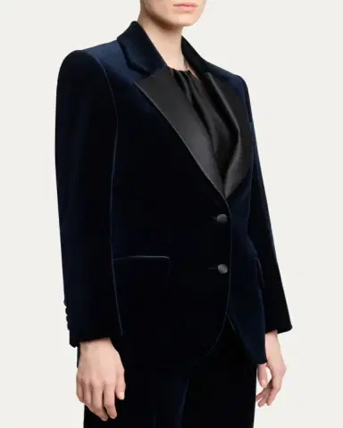 Victoria Beckham Single-Breasted Velvet Tuxedo Jacket | Thumbnail 4 Victoria Beckham Single-Breasted Velvet Tuxedo Jacket | Thumbnail 4