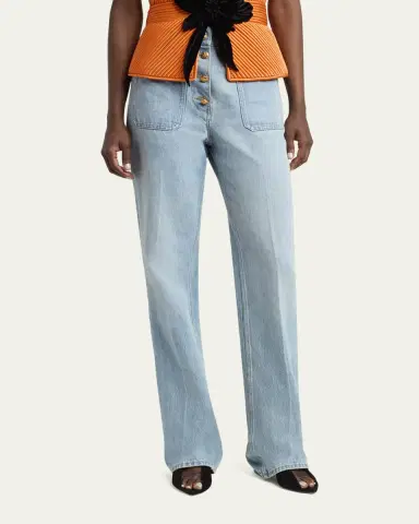 Valentino Garavani Button-Front Straight-Leg Jeans | Thumbnail 4 Valentino Garavani Button-Front Straight-Leg Jeans | Thumbnail 4