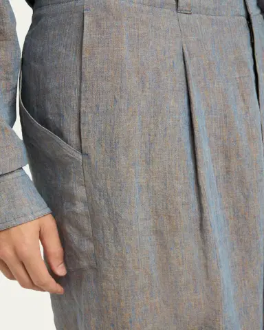 Giorgio Armani Men's Linen Pleated Wide-Leg Trousers | Thumbnail 5 Giorgio Armani Men's Linen Pleated Wide-Leg Trousers | Thumbnail 5