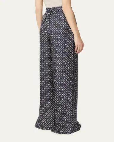 Max Mara Printed Wide-Leg Silk Trousers | Thumbnail 3 Max Mara Printed Wide-Leg Silk Trousers | Thumbnail 3