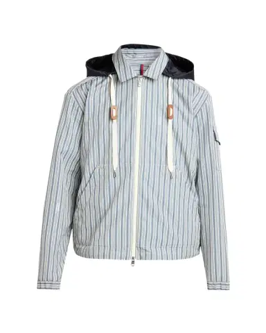 Moncler Men's Havas Stripe Full-Zip Hooded Shirt Jacket | Thumbnail 1 Moncler Men's Havas Stripe Full-Zip Hooded Shirt Jacket | Thumbnail 1