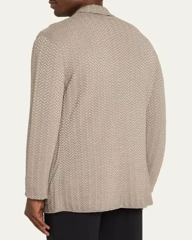 Giorgio Armani Men's Ottoman Chevron Single-Breasted Jacket | Thumbnail 3 Giorgio Armani Men's Ottoman Chevron Single-Breasted Jacket | Thumbnail 3
