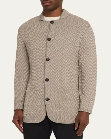Giorgio Armani Men's Ottoman Chevron Single-Breasted Jacket | Thumbnail 4 Giorgio Armani Men's Ottoman Chevron Single-Breasted Jacket | Thumbnail 4