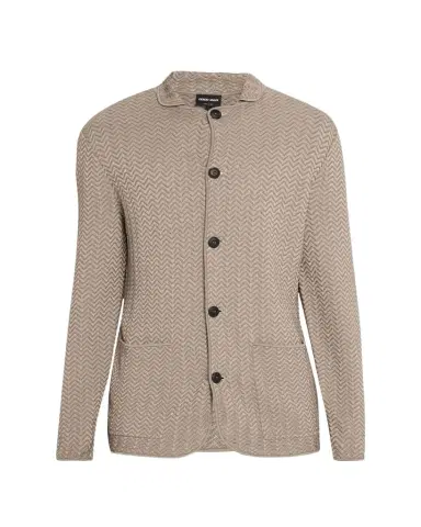 Giorgio Armani Men's Ottoman Chevron Single-Breasted Jacket | Thumbnail 1 Giorgio Armani Men's Ottoman Chevron Single-Breasted Jacket | Thumbnail 1