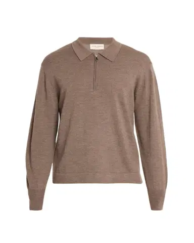 Officine Generale Men's Bene Merino Wool Quarter-Zip Polo Sweater | Thumbnail 1 Officine Generale Men's Bene Merino Wool Quarter-Zip Polo Sweater | Thumbnail 1