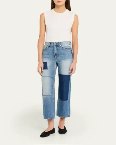 Veronica Beard Dylan Patchwork High-Rise Ankle Jeans | Thumbnail 2 Veronica Beard Dylan Patchwork High-Rise Ankle Jeans | Thumbnail 2