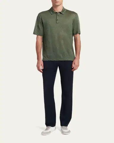 Giorgio Armani Men's Linen Classic-Fit Polo Shirt | Thumbnail 2 Giorgio Armani Men's Linen Classic-Fit Polo Shirt | Thumbnail 2